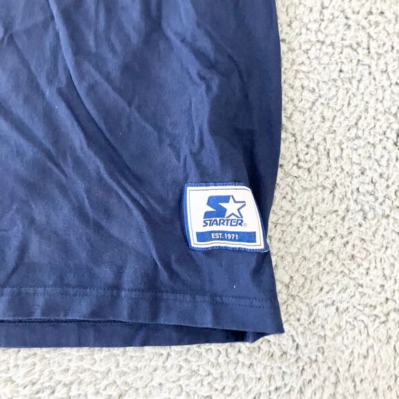 Starter New England‎ Patriots Shirt Mens Large Blue Script Short Sleeve Football - Picture 2 of 8